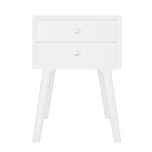 TOPBUY  Wooden Nightstand With 2 Storage Drawers Accent End Side Table for Bedroom&living Room