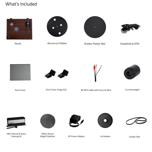 Fluance RT81 Elite Vinyl Turntable Record Player, Audio Technica Cartridge with Record Weight and Vinyl Cleaning Kit