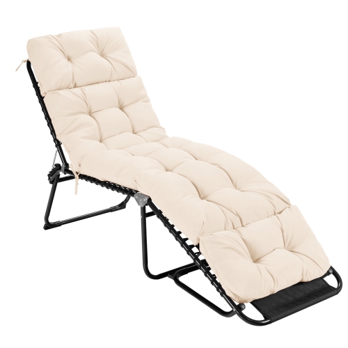 Topbuy Patio Chaise Lounge Cushion Recliner Quilted Thick Padded Seat Cushion w/Ties Navy/Beige/Gray/Orange