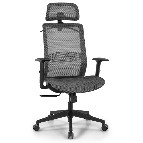 TOPBUY  High Back Mesh Office Chair Ergonomic Executive Chair Swivel Computer Task Chair W/ Headrest Black/ In Grey