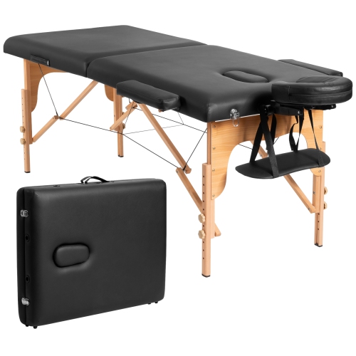 Topbuy Portable Massage Table Adjustable Spa Bed Wooden Legs with Face Cradle & Carry Case White/Black/Pink/Red