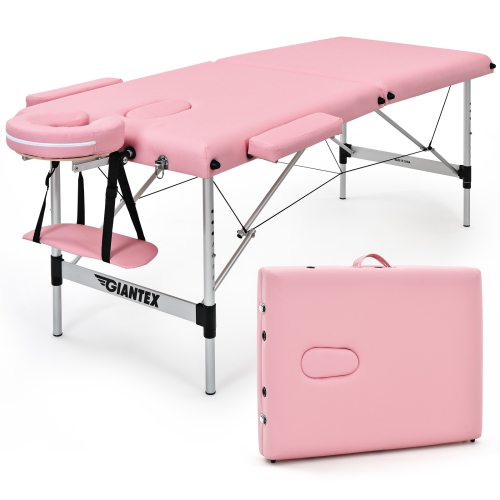 Topbuy 84"L Portable Massage Table Adjustable Facial Salon Spa Bed W/ Carry Case White/Black