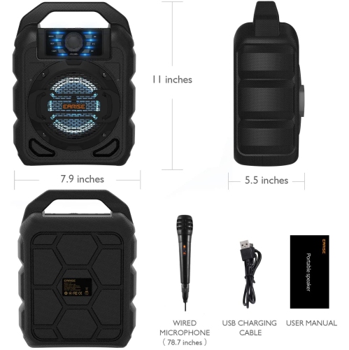 Système de sonorisation portatif Ear ISE T15 pour enfants et adultes avec microphone intégré, machine à karaoké Bluetooth avec lumières, léger et