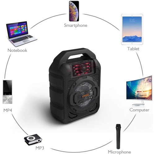 Système de sonorisation portatif Ear ISE T15 pour enfants et adultes avec microphone intégré, machine à karaoké Bluetooth avec lumières, léger et