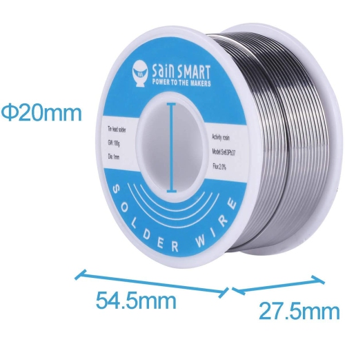 SainSmart 1mm Solder Wire 63/37 Tin/Lead Sn63Pb37 with Flux Rosin Core for Electrical Soldering