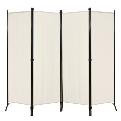 Topbuy 5.6Ft Tall Folding Room Divider Freestanding 4-Panel Privacy Screen w/Iron Frame Black/Coffee/White
