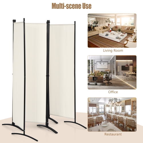 Topbuy 5.6Ft Tall Folding Room Divider Freestanding 4-Panel Privacy Screen w/Iron Frame Black/Coffee/White