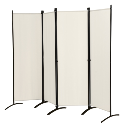Topbuy 5.6Ft Tall Folding Room Divider Freestanding 4-Panel Privacy Screen w/Iron Frame Black/Coffee/White