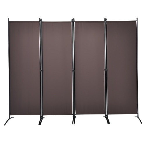 TOPBUY  5.6Ft Tall Folding Room Divider Freestanding 4-Panel Privacy Screen W/iron Frame Black/coffee/white