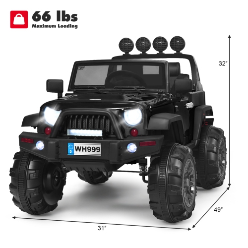 Topbuy 12V Kids Ride on Truck 2 seats Children Electric Vehicle w/ 2.4GHz Remote Control & Retractable Handle