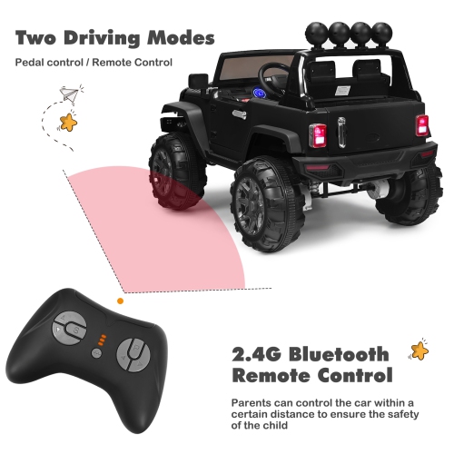 Topbuy 12V Kids Ride on Truck 2 seats Children Electric Vehicle w/ 2.4GHz Remote Control & Retractable Handle