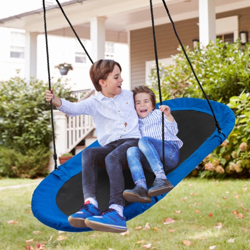Topbuy 60" Flying Saucer Tree Swing Set Outdoor Oval Swing Adjustable Hanging Ropes for Kids Colorful/Blue/Green/Purple