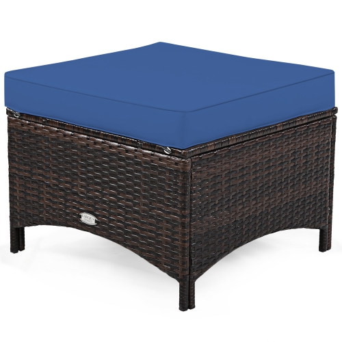 Patiojoy 5 PCS Patio Rattan Sectional Sofa Set Outdoor Furniture Conversation Set Cushioned Loveseat Sofa Ottoman