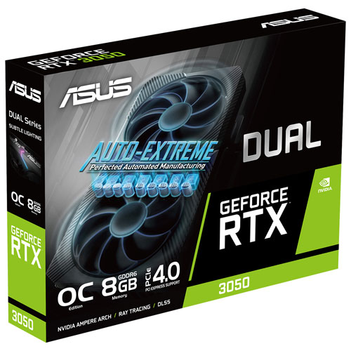 ASUS Dual NVIDIA GeForce RTX 3050 OC 8GB GDDR6 Video Card