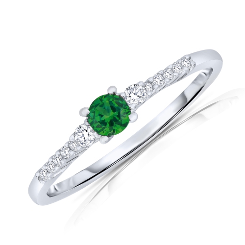 Rozzato Sterling Silver Emerald Cubic Zirconia Engagement Ring Size 6