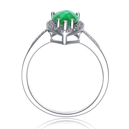 Rozzato Sterling Silver Emerald Cubic Zirconia Solitaire Ring Size 7