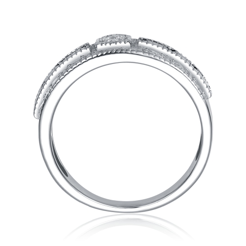 Rozzato Sterling Silver Emerald Cubic Zirconia Pave Cocktail Ring Size 6