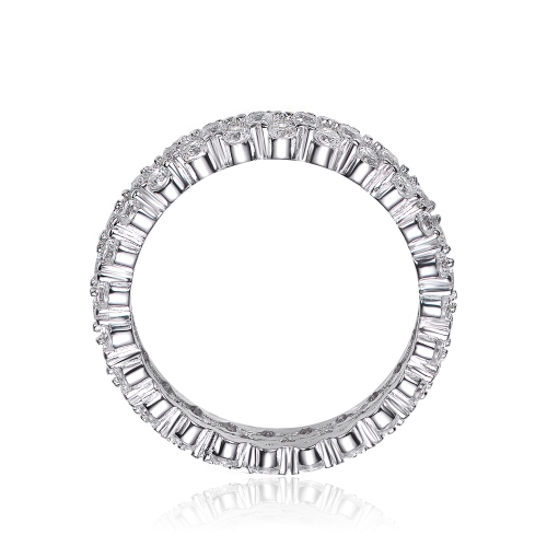 Rozzato Sterling Silver Clear Round Cubic Zirconia Curved Eternity Ring Size 6