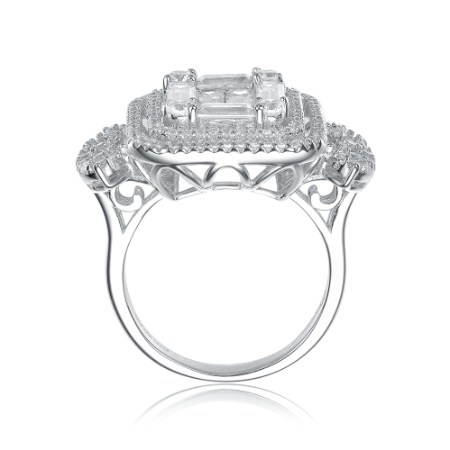 Rozzato Sterling Silver Cubic Zirconia Accent Square Ring Size 7