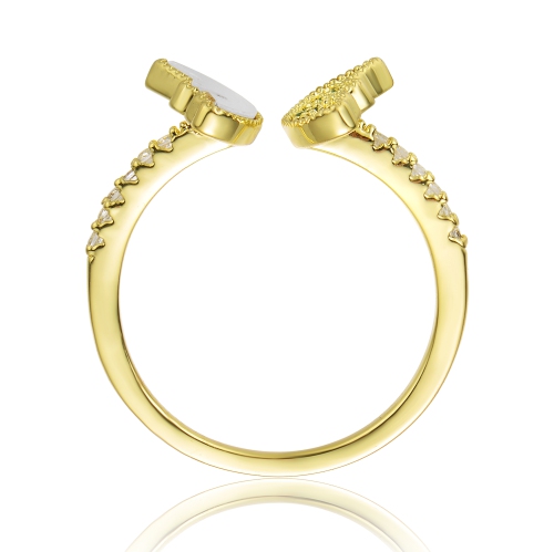 Rozzato Gold Plated Green Cubic Zirconia Bypass Ring Size 8