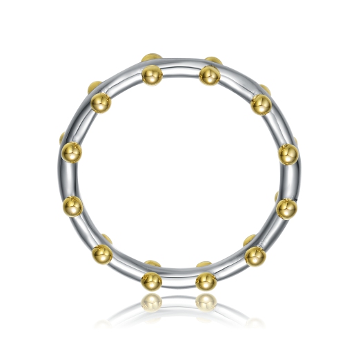 Rozzato Rhodium And 14k Gold Plated Bead Band Ring Size 7