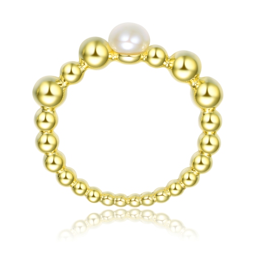 Rozzato Sterling Silver Gold Plated 4.5mm Fresh Water Pearl Ring Size 7