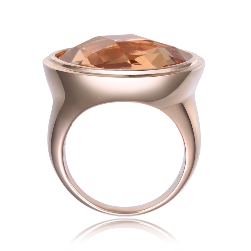 Rozzato Sterling Silver Rose Gold Plated Morganite Cubic Zirconia Cocktail Ring Size 7