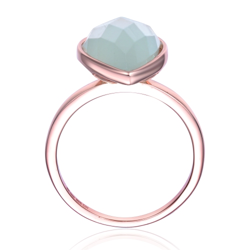 Rozzato Sterling Silver Rose Gold Plated Opaque Cubic Zirconia Cocktail Ring Size 6