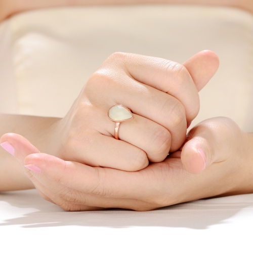 Rozzato Sterling Silver Rose Gold Plated Opaque Cubic Zirconia Cocktail Ring Size 6