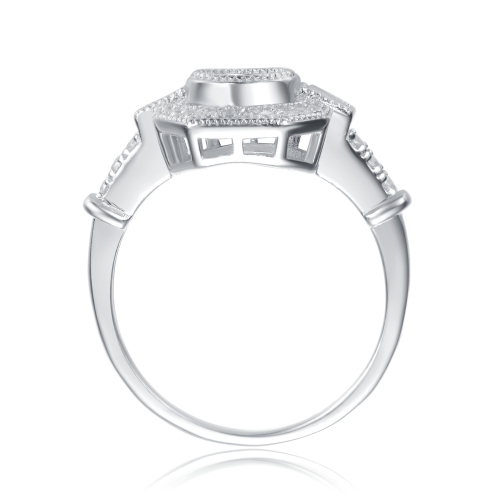 Bague de fiançailles moderne avec accents de zircon cubique en argent sterling