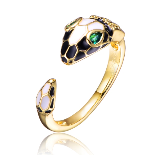 Rozzato Gold Plated Green Cubic Zirconia Inlaid Ring Size 7