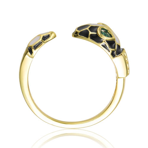 Rozzato Gold Plated Green Cubic Zirconia Inlaid Ring Size 7