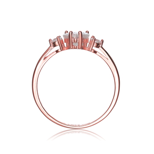 Rozzato Sterling Sivlver Rose Gold Plated Cubic Zirconia "i Love You" Promise Ring Size 6