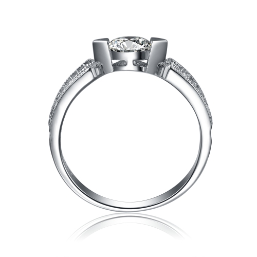 Rozzato Sterling Silver Cubic Zirconia Tension Contemporary Ring Size 6