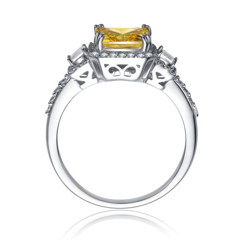 Rozzato Sterling Silver Yellow Cubic Zirconia Halo Coctail Ring Size 8