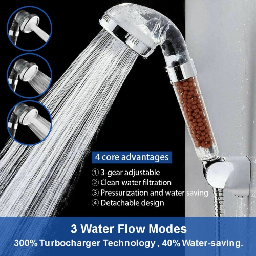 NEW High Turbo Pressure Shower Head Bathroom Powerful Energy Water Saving Filter 
