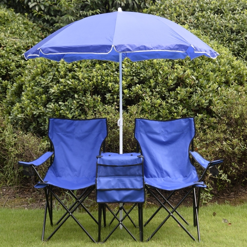 Topbuy Double Portable Outdoor Fishing 2 Seat Blue Folding Picnic Chair Beach Chair