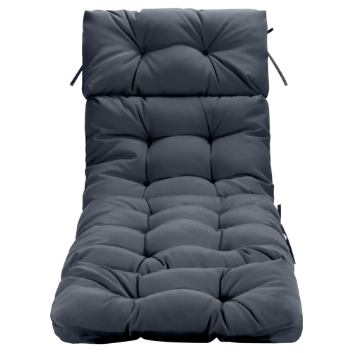 Topbuy Patio Chaise Lounge Cushion Recliner Quilted Thick Padded Seat Cushion w/Ties Navy/Beige/Gray/Orange
