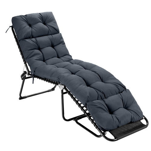 Topbuy Patio Chaise Lounge Cushion Recliner Quilted Thick Padded Seat Cushion w/Ties Navy/Beige/Gray/Orange