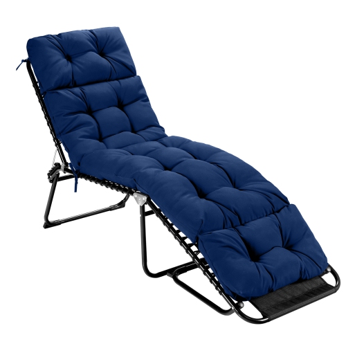 Topbuy Patio Chaise Lounge Cushion Recliner Quilted Thick Padded Seat Cushion w/Ties Navy/Beige/Gray/Orange