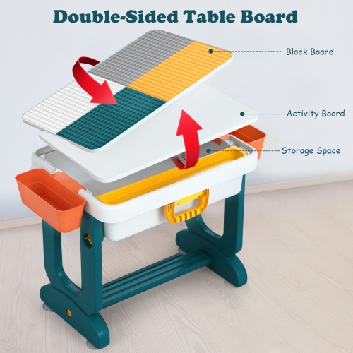 TopBuy Kids – Table de construction 5-en-1 avec chaise et dessus de table à deux côtés pour enfants – Table de dessin cadeau idéal pour les enfants