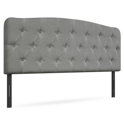 Topbuy Tufted Upholstered Full Size Headboard Adjustable Height Light Grey/Dark Grey