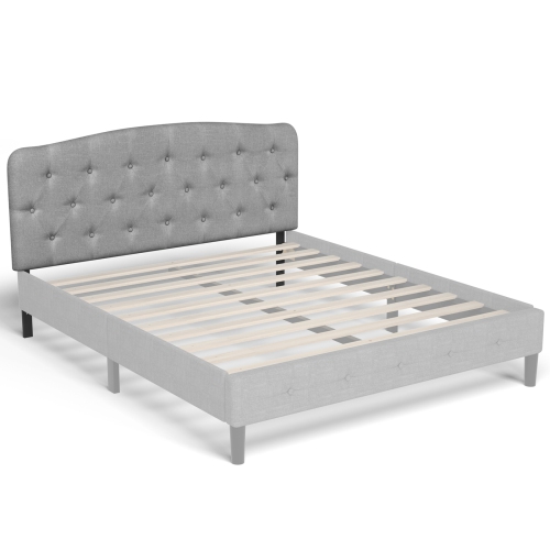 Topbuy Tufted Upholstered Full Size Headboard Adjustable Height Light Grey/Dark Grey