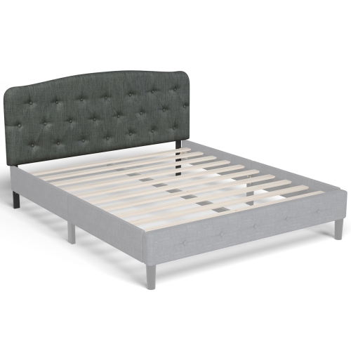 Topbuy Tufted Upholstered Full Size Headboard Adjustable Height Light Grey/Dark Grey