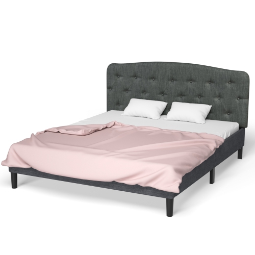 Topbuy Tufted Upholstered Full Size Headboard Adjustable Height Light Grey/Dark Grey