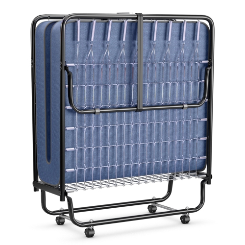 Topbuy Folding Bed Mattress with Swivel Casters Twin Portable Foldable Guest Bed with Sturdy Metal Frame&Memory Foam