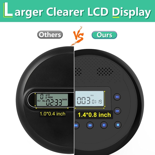 CD Player Portable, MONODEAL Rechargeable Portable CD Player with Built-in Speakers, Walkman CD Player for Car and Personal Use, Anti-Skip CD Player