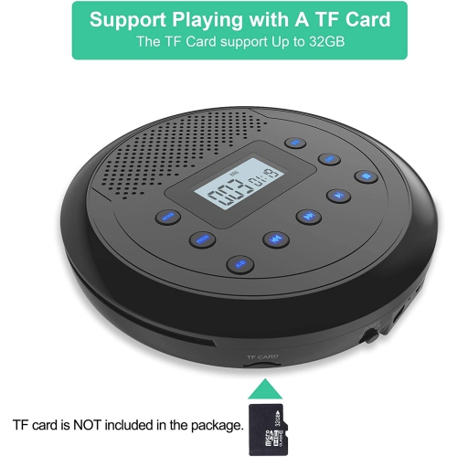 CD Player Portable, MONODEAL Rechargeable Portable CD Player with Built-in Speakers, Walkman CD Player for Car and Personal Use, Anti-Skip CD Player