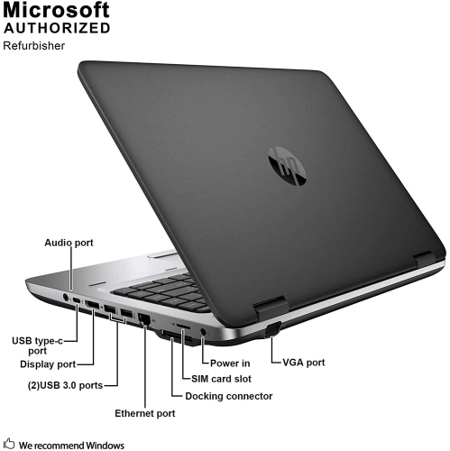 Refurbished - HP ProBook 640 G2 14" Anti-Glare Business Laptop: Intel Core i5-6300U 2.4GHz, 16GB DDR4 Memory, 128GB m.2 SATA SSD, Webcam, Win 11 Pro