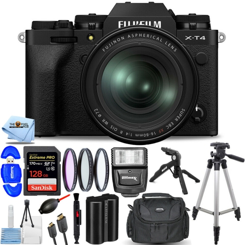 Appareil photo sans miroir FUJIFILM X-T4 avec objectif 16-80 mm - Ensemble d'accessoires de 12 pièces